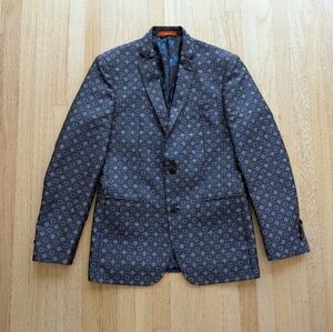 Tallia From Lord & Taylor Men's Jacquard Patterned Blazer - Blue and Gold (38R)